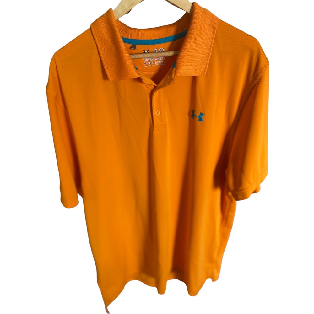 Under Armour Orange Polo Shirt with Blue Logo